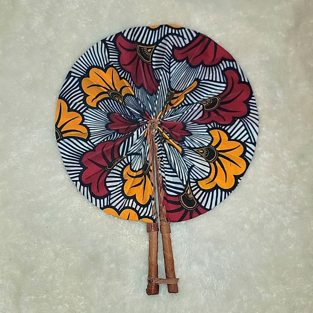 Large Portable African Print Fan